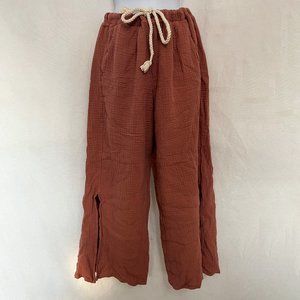 UpWest Wide Leg Plisse Textured Pant Color: Marsala, Size: M